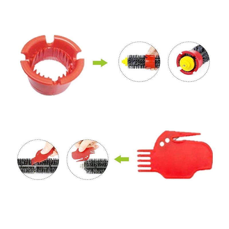 SENNII قطع غيار لجهاز iRobot Roomba 600 610 620 650 675 677 692 671 694 691 مجموعة ملحقات مكنسة كهربائية - تشمل 6 فرش جانبية، 3 فلتر، 1 عجلة أمامية، فرشاة شعيرات و 3 أدوات تنظيف - Image 5